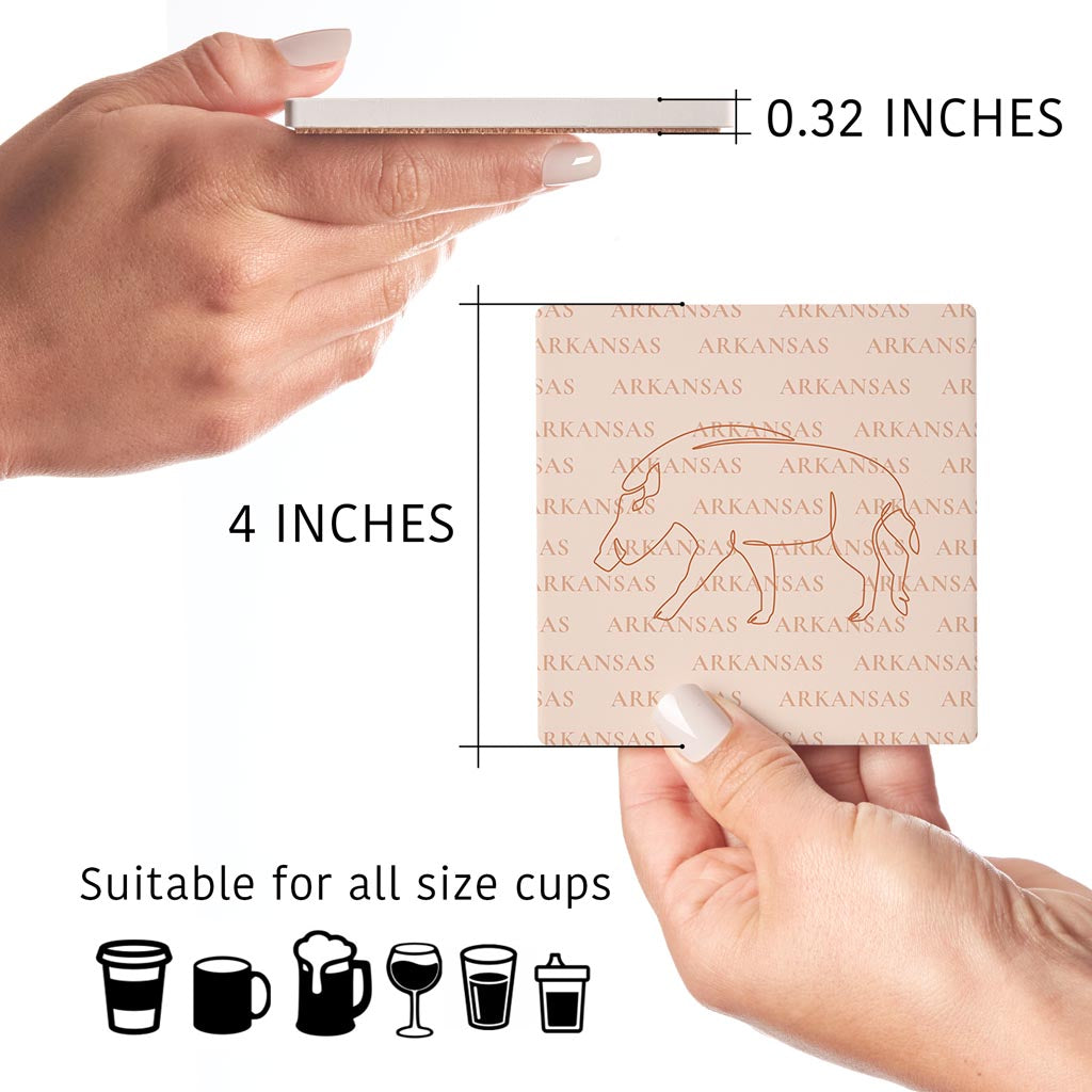 Modern Minimalist Arkansas Animal Line Drawings | Absorbent Coasters | Set of 4 | Min 2