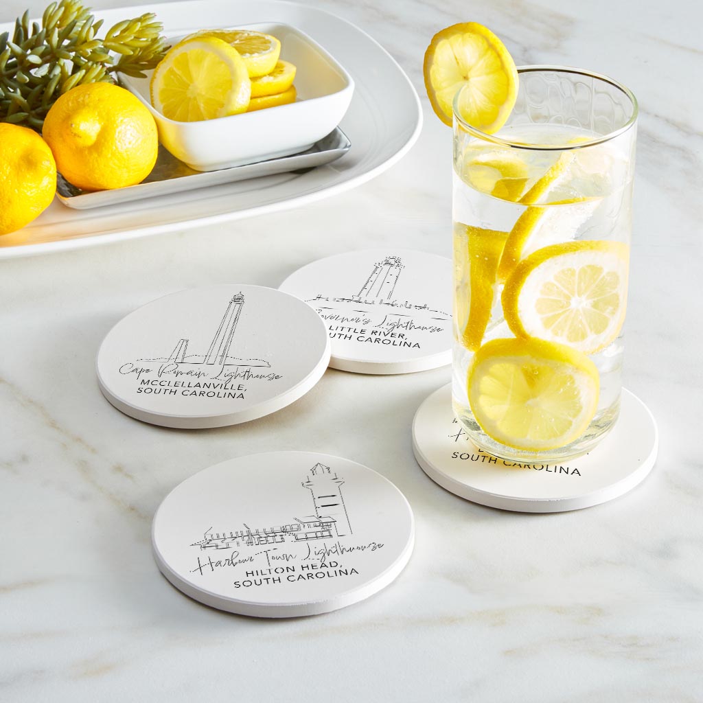 South Carolina Lighthouses| Absorbent Coasters | Set of 4 | Min 2