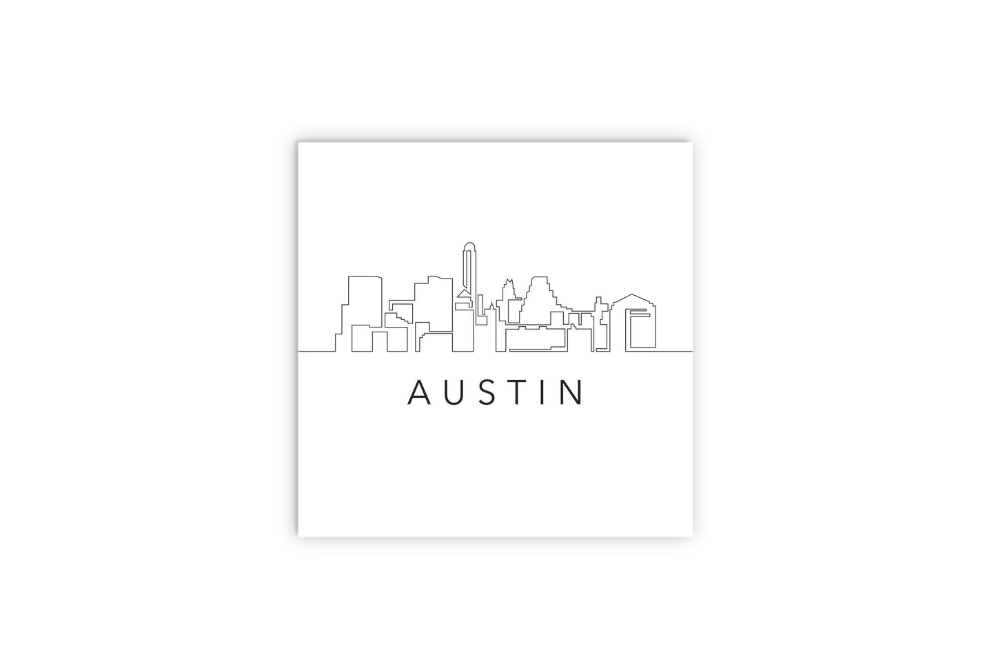 Minimalist B&W Texas Austin Skyline | Wood Sign | Eaches | Min 2