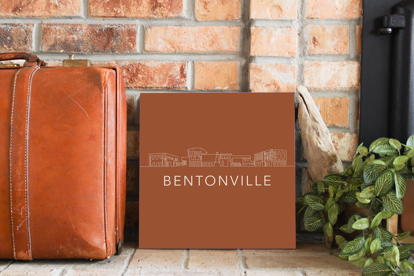 Modern Minimalist Arkansas Bentonville Skyline | Wood Sign | Eaches | Min 2