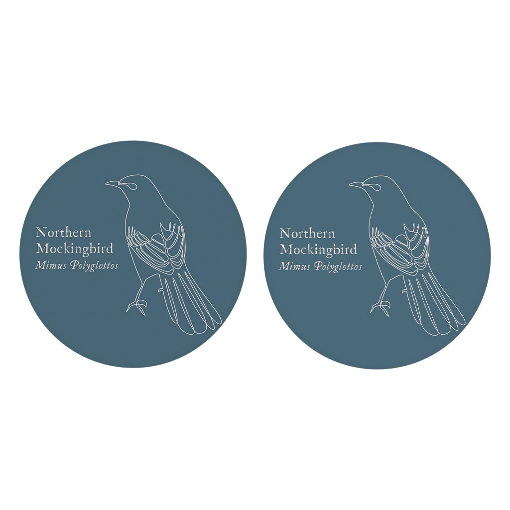 Modern Minimalist Arkansas Mockingbird | Absorbent Car Coasters | Set of 2 | Min 4