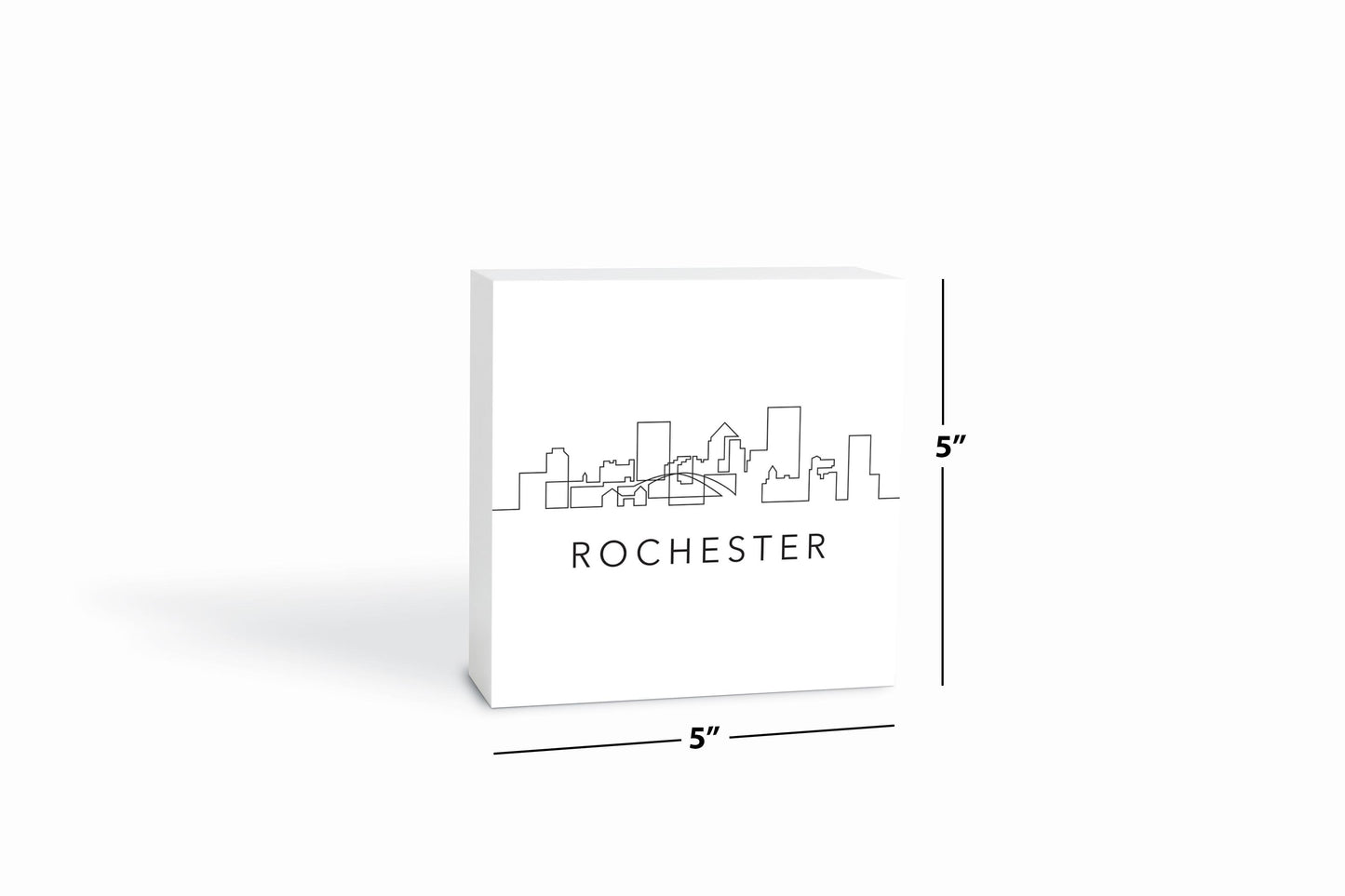 Minimalistic B&W New York Rochester Skyline | Wood Block | Eaches | Min 4