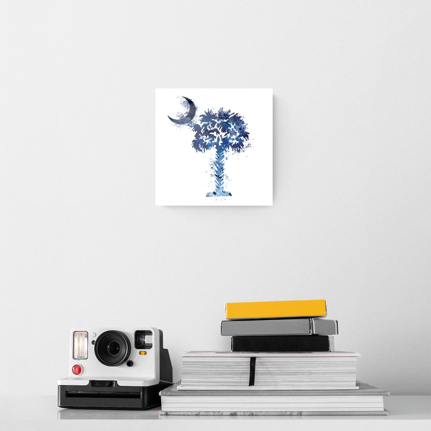 South Carolina Blue Water Color Palm Trees On White | Hi-Def Glass Art | Eaches | Min 2