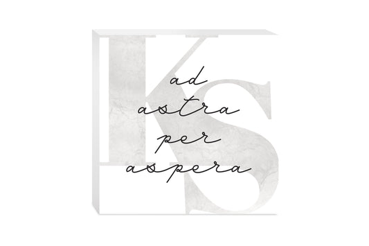 Minimalist B&W Kansas Ad Astra Per Aspera | Wood Block | Eaches | Min 2