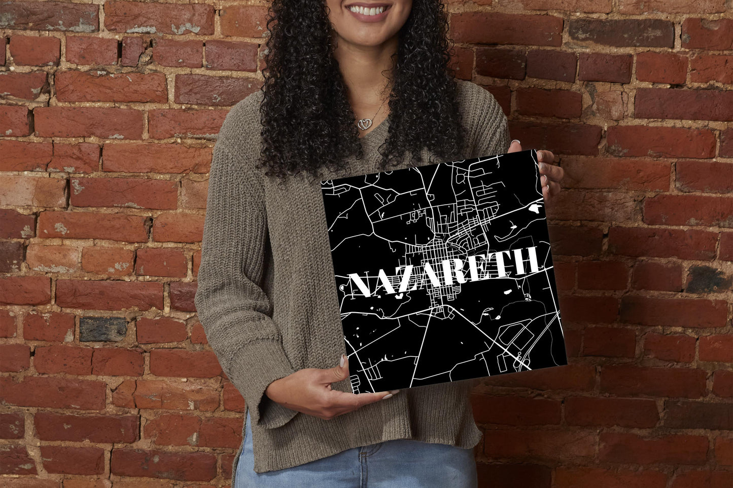 Minimalistic B&W Pennsylvania Nazareth Map | Wood Sign | Eaches | Min 2
