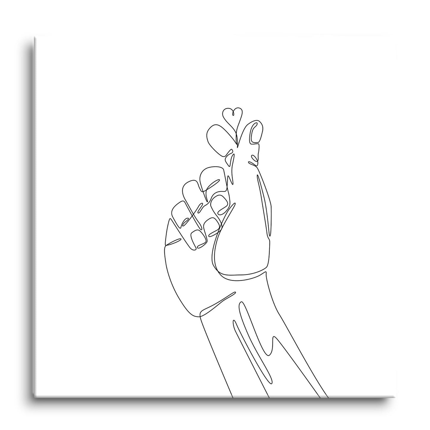 Tiny Heart Hand Sign Line Drawing | Hi-Def Glass Art | Eaches | Min 1
