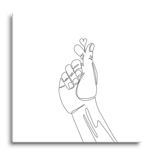 Tiny Heart Hand Sign Line Drawing | Hi-Def Glass Art | Eaches | Min 1