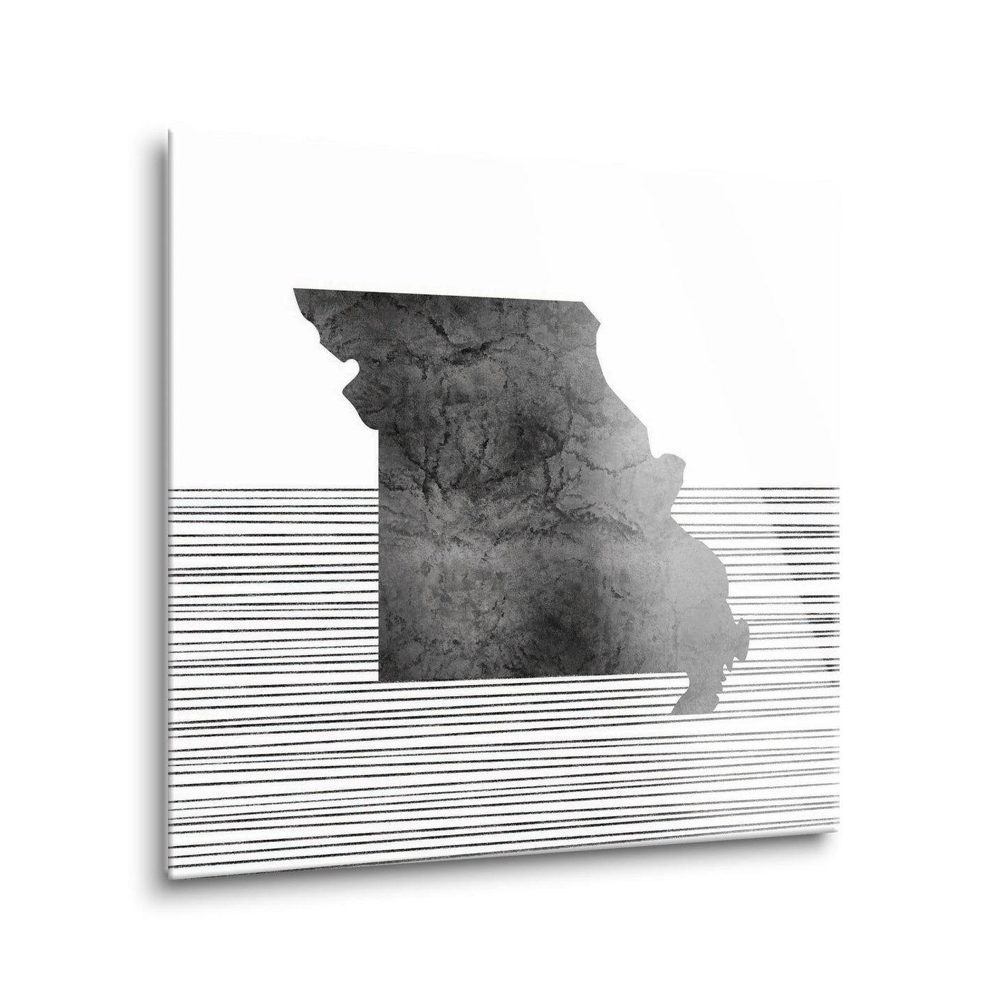 Minimalist B&W Missouri State With Straight Lines | Hi-Def Glass Art | Eaches | Min 1