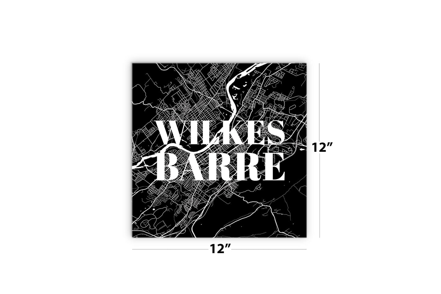 Minimalistic B&W Pennsylvania Wilkes Barre Map | Wood Sign | Eaches | Min 2