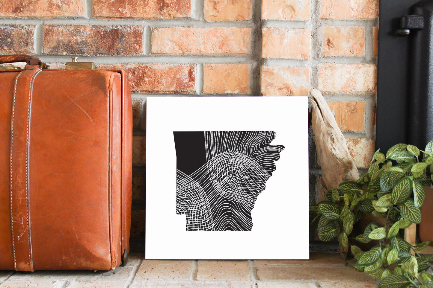 B&W Minimalist Arkansas Fluid Lines | Wood Sign | Eaches | Min 2