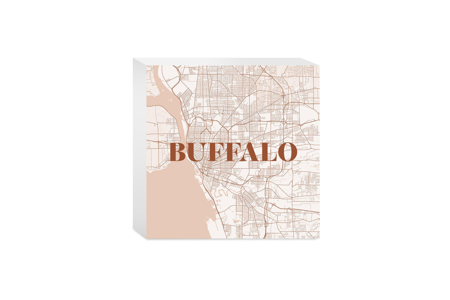 Modern Minimalist New York Buffalo Map | Wood Block | Eaches | Min 4