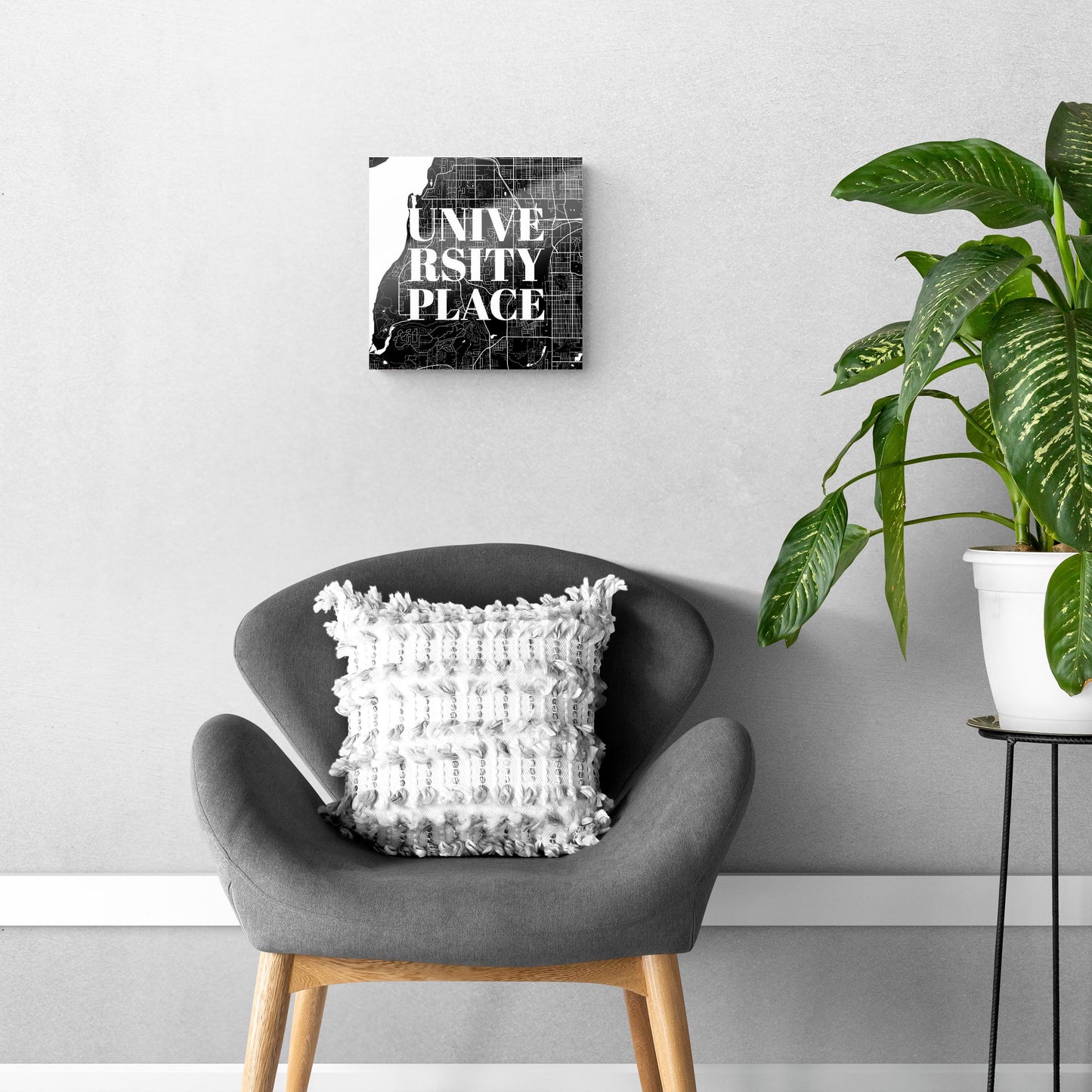 Minimalistic B&W Washington University Place Map | Hi-Def Glass Art | Eaches | Min 1