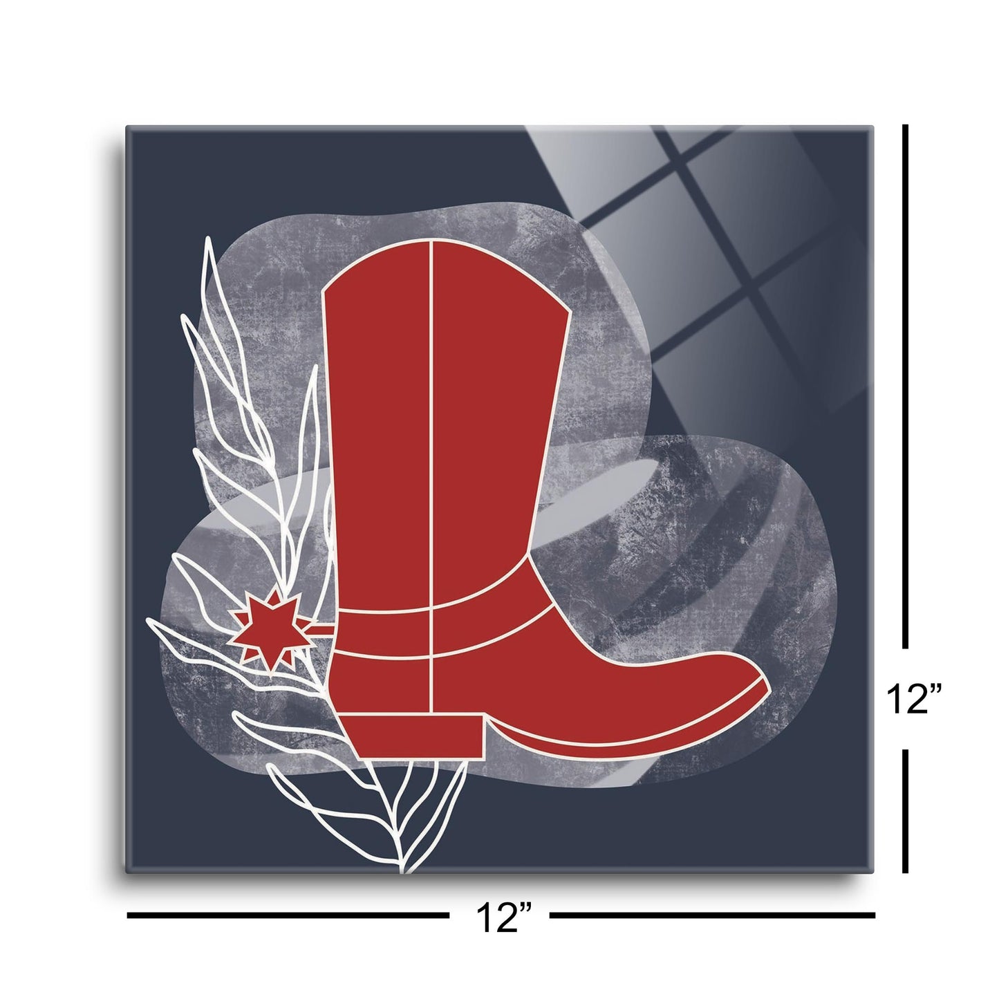Modern Minimalist Texas Colors Boot | Hi-Def Glass Art | Eaches | Min 1