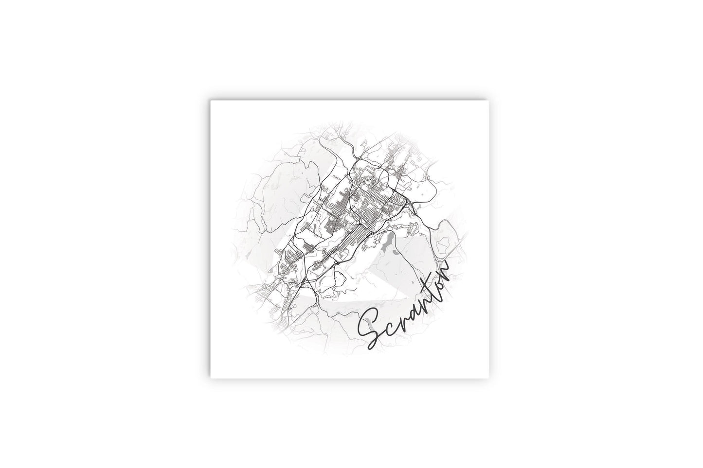 Minimalistic B&W Pennsylvania Scranton Circle Map | Wood Sign | Eaches | Min 2