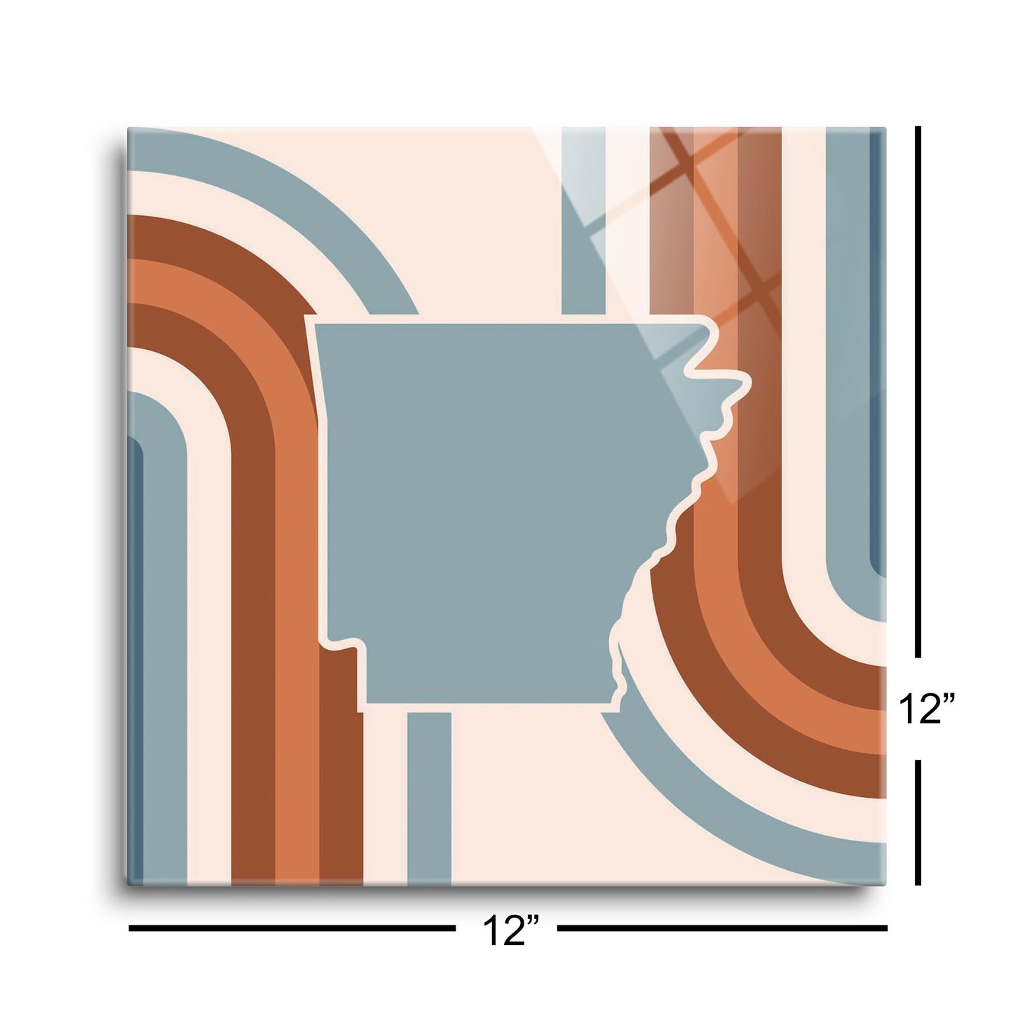 Modern Minimalist Arkansas Retro State Shape | Hi-Def Glass Art | Eaches | Min 1