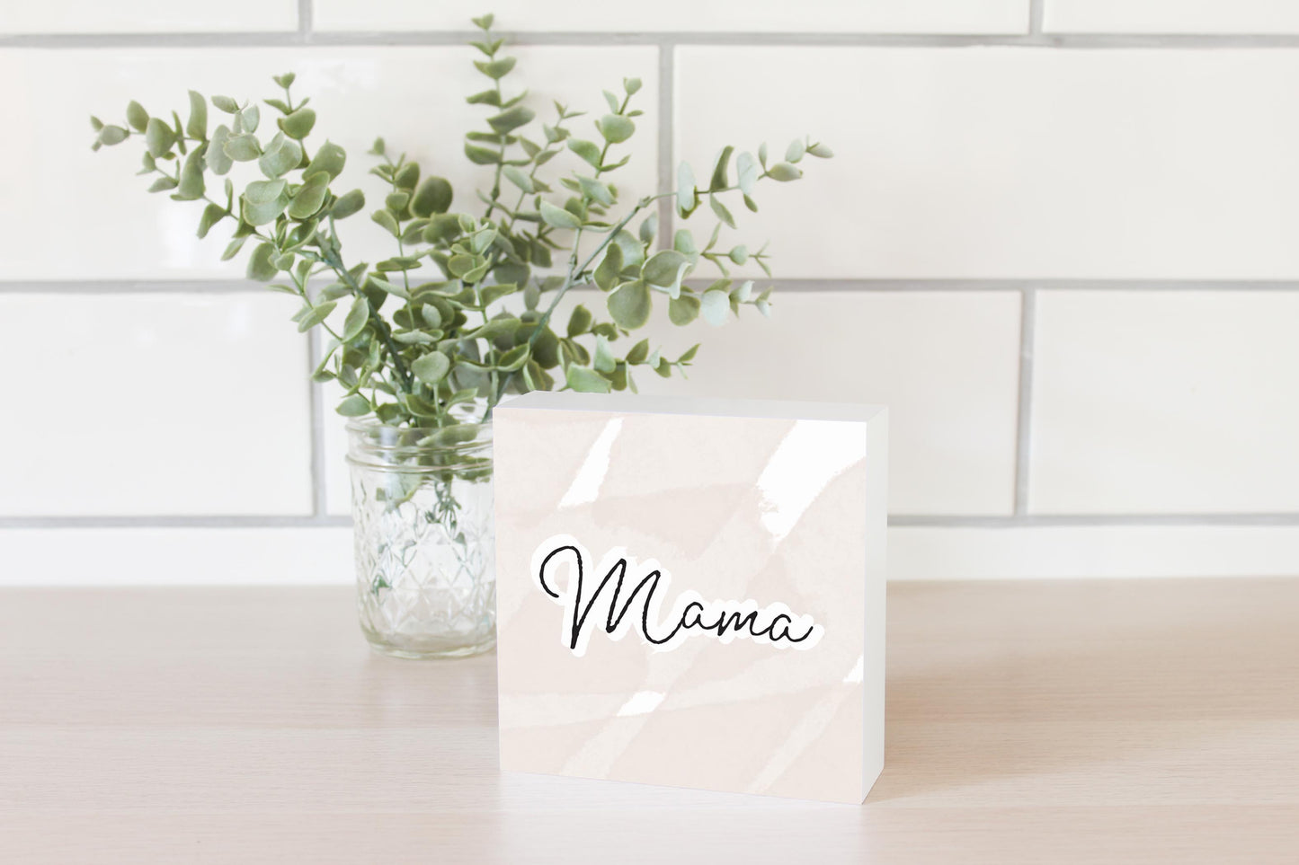 Modern Minimalist Mothers Day Mama | Wood Block | Eaches | Min 4