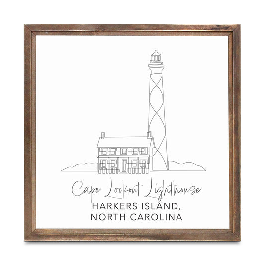 Cape Lookout Lighthouse | Wood Sign | Eaches | Min 1