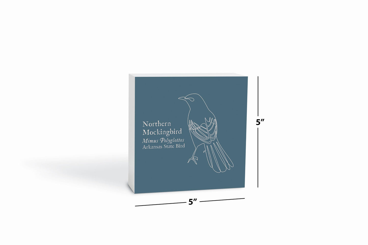 Modern Minimalist Arkansas Mockingbird | Wood Block | Eaches | Min 4