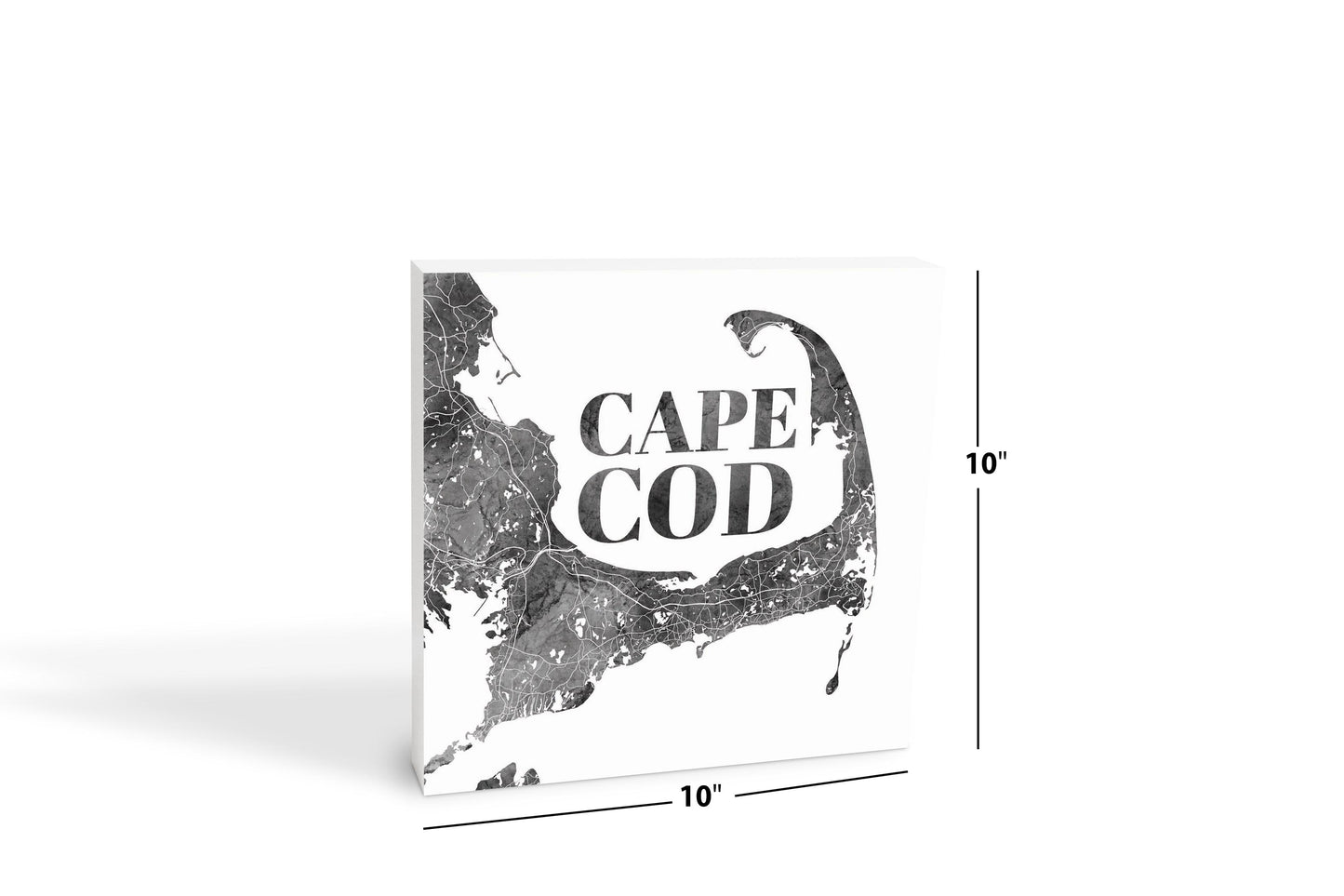 Minimalistic B&W Cape Cod Map | Wood Block | Eaches | Min 2
