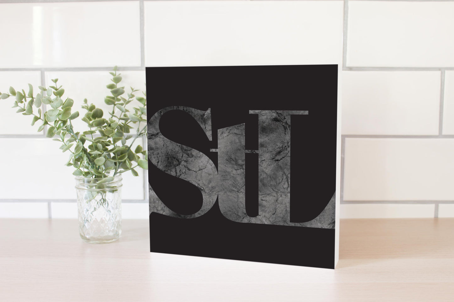 Minimalist B&W Missouri St Louis Black Initials | Wood Block | Eaches | Min 2