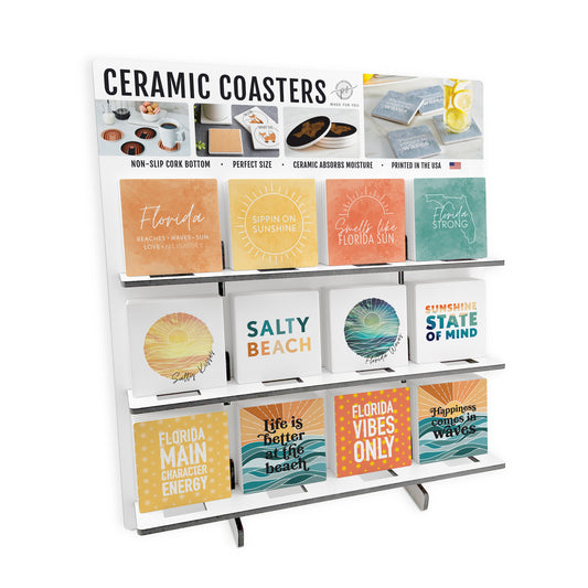 Florida 1 Theme Square Ceramic Coaster Loaded Display POP Min of 1