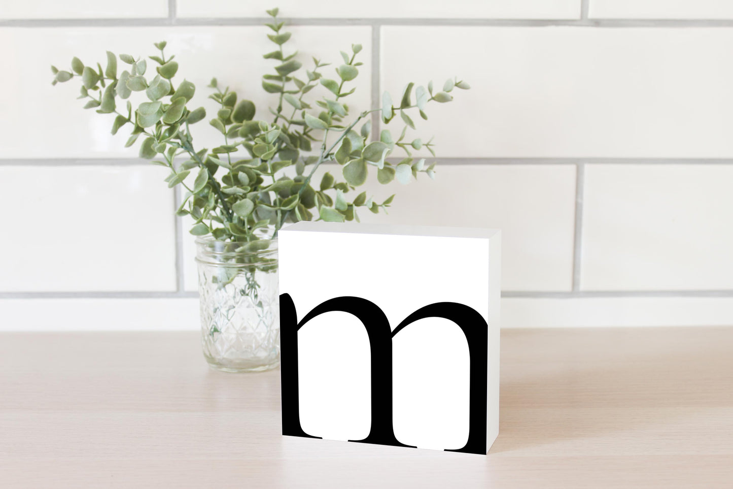 Minimal Monogram M| Wood Block | Eaches | Min 4