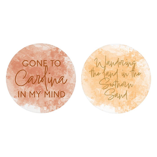 South Carolina Sayings Orange| Absorbent Car Coasters | Set of 2 | Min 4