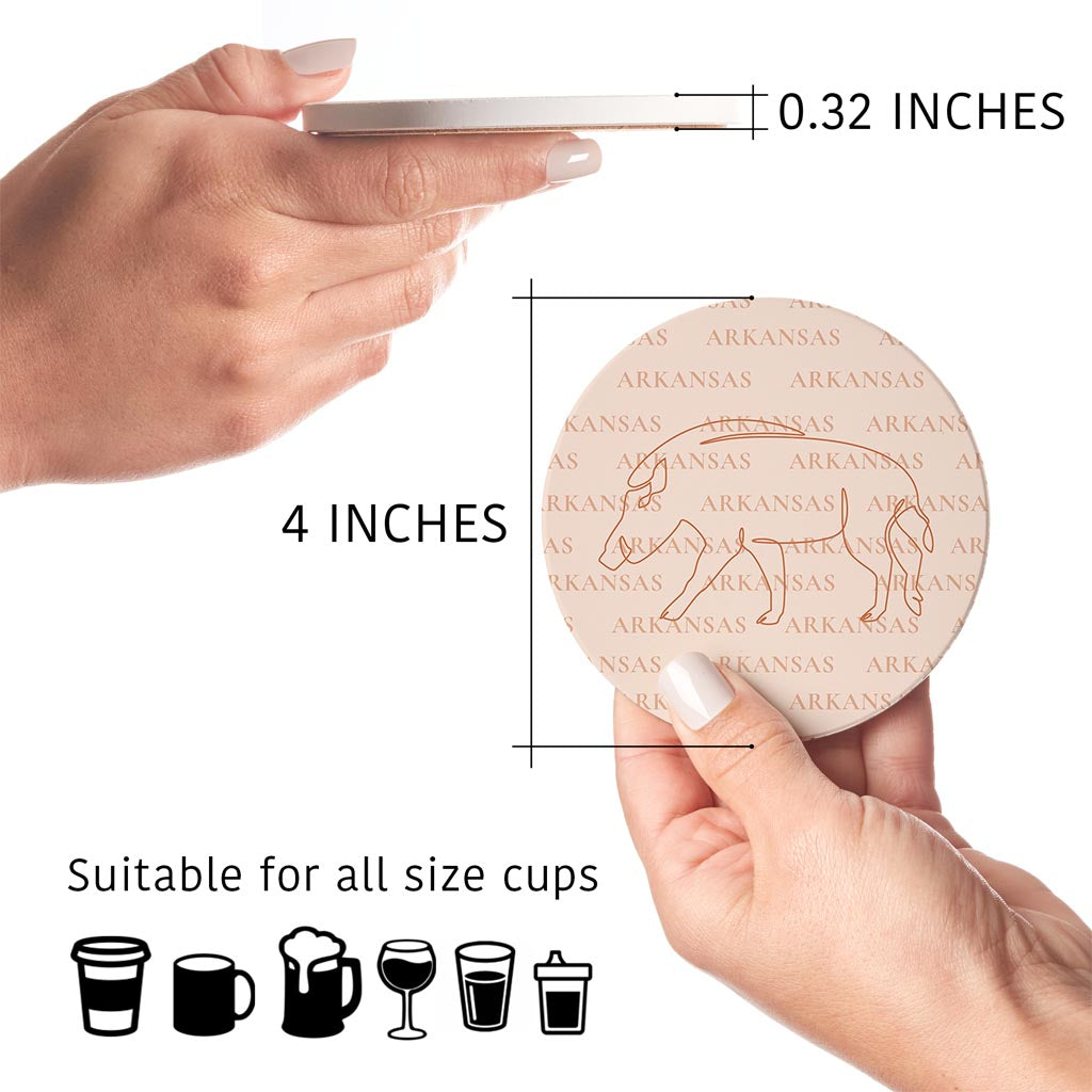Modern Minimalist Arkansas Animal Line Drawings | Absorbent Coasters | Set of 4 | Min 2