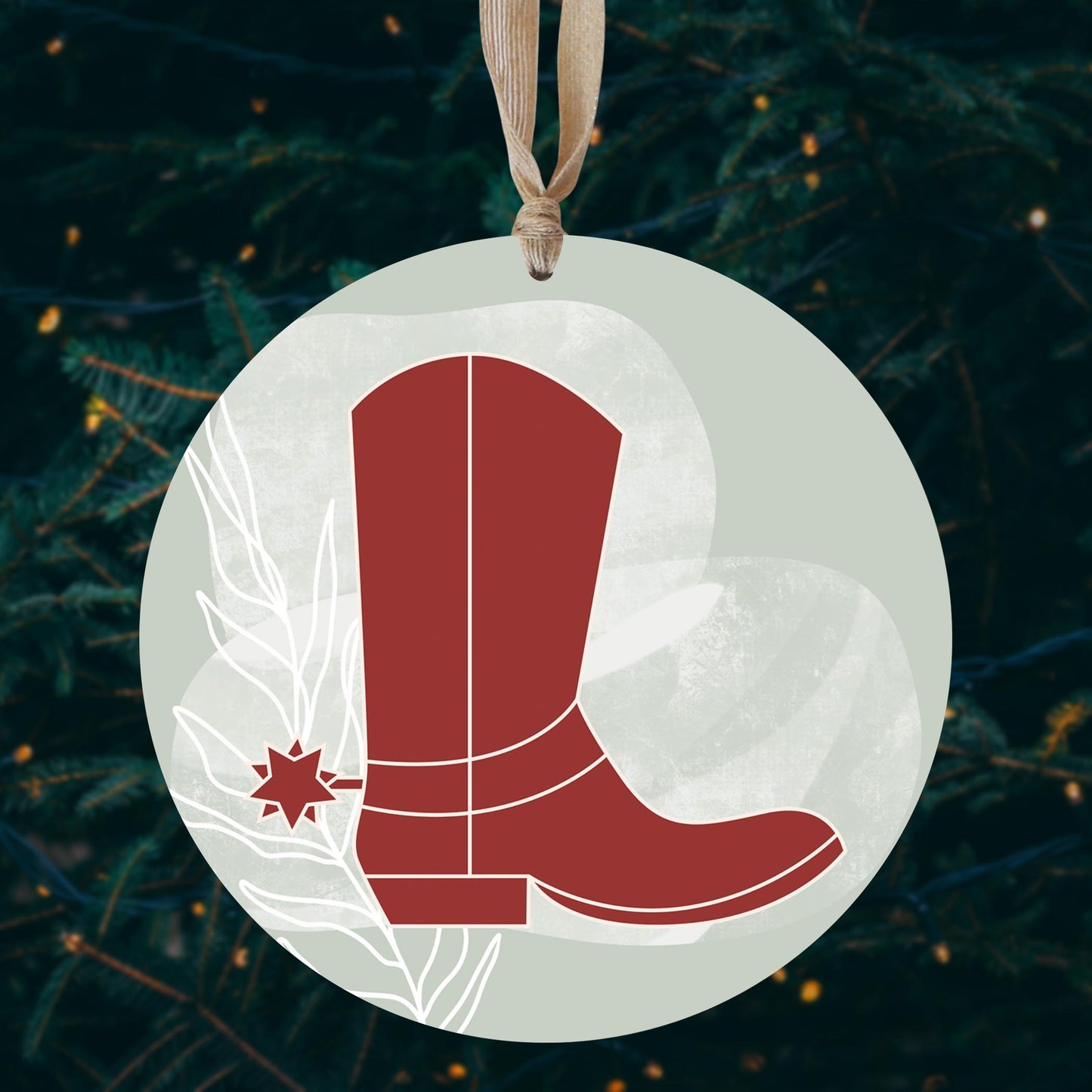 Modern Minimalist Oklahoma Boot | Wood Ornament | Eaches | Min 1