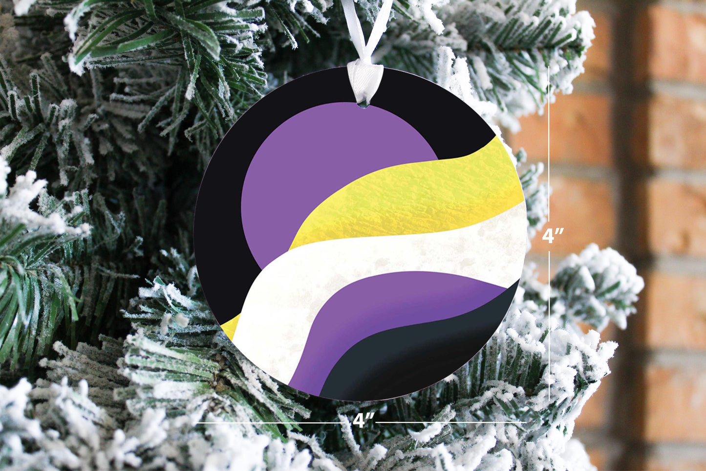 Nonbinary Vintage Pride Moon Waves| Wood Ornament | Eaches | Min 6