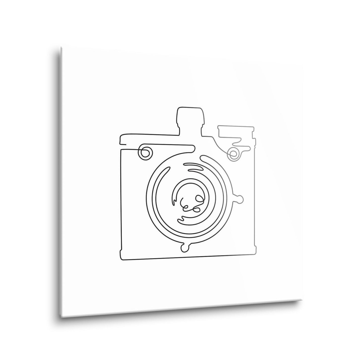 Vintage Camera Line Drawing On White | Hi-Def Glass Art | Eaches | Min 1
