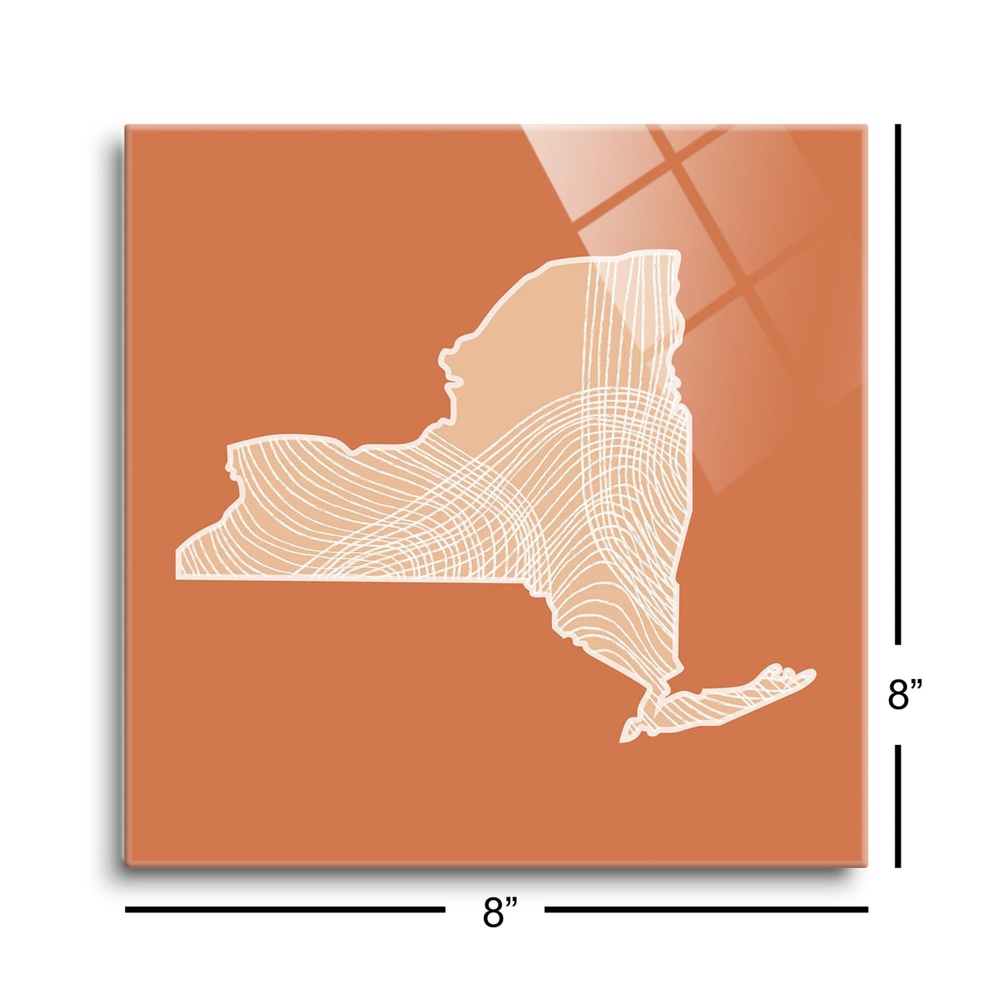 Modern Minimalist New York State Fluid Lines Dark | Hi-Def Glass Art | Eaches | Min 2