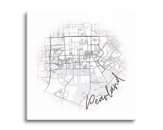 Minimalistic B&W Texas Pearland City Circle Map | Hi-Def Glass Art | Eaches | Min 2
