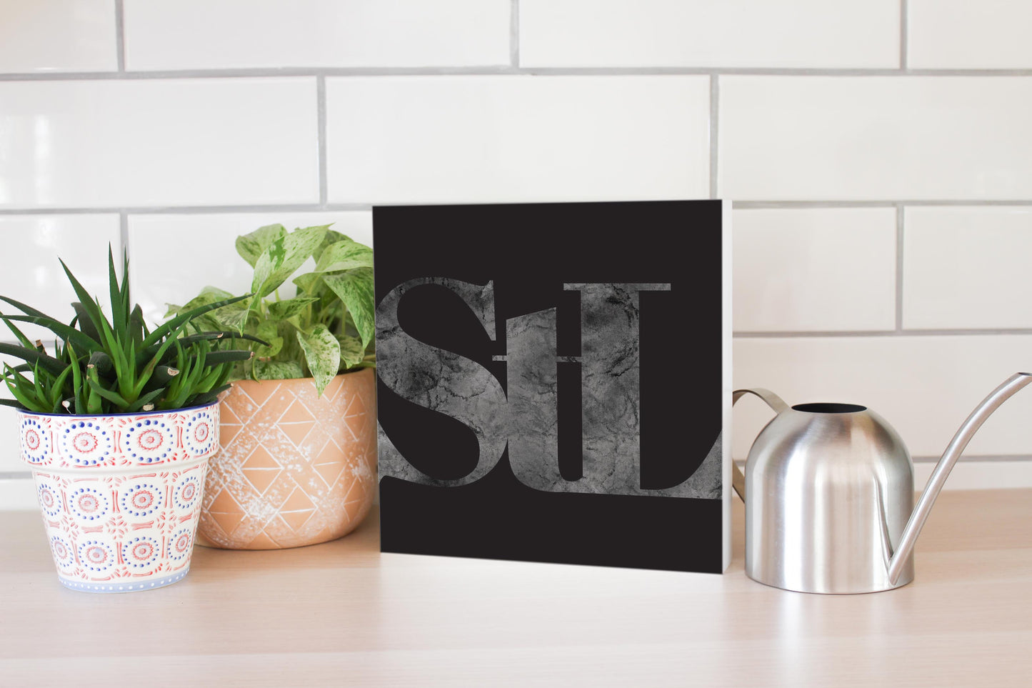 Minimalist B&W Missouri St Louis Black Initials | Wood Block | Eaches | Min 2