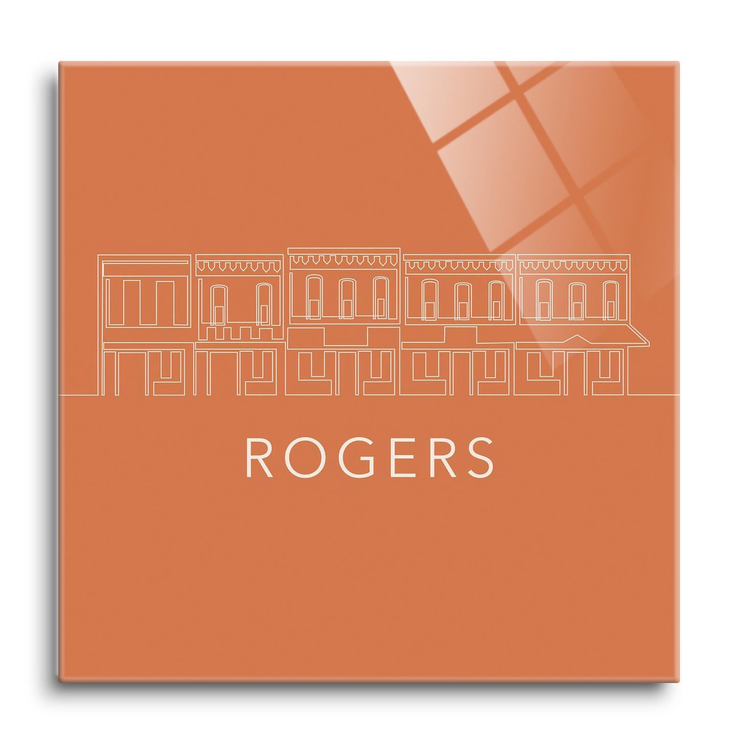 Modern Minimalist Arkansas Rogers Skyline | Hi-Def Glass Art | Eaches | Min 1