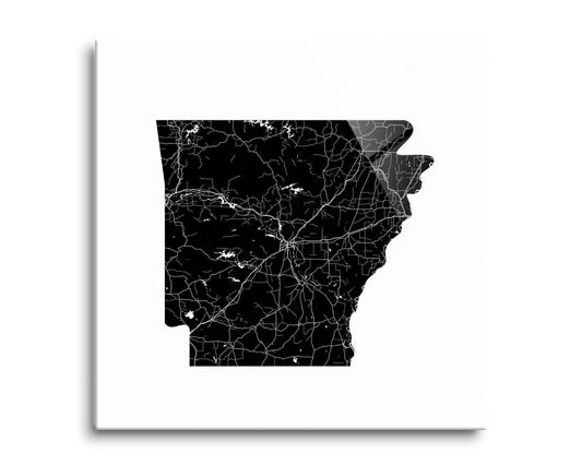 B&W Minimalist Arkansas Map | Hi-Def Glass Art | Eaches | Min 2