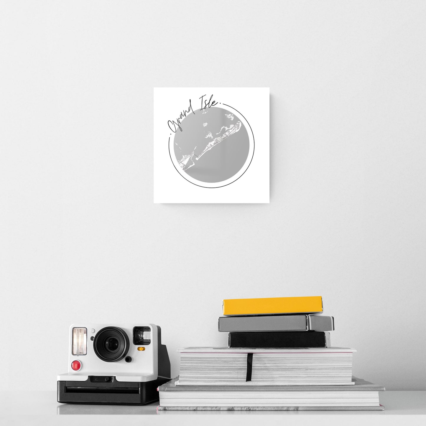 Minimalist B&W Louisiana Grand Isle Circle Map | Hi-Def Glass Art | Eaches | Min 2