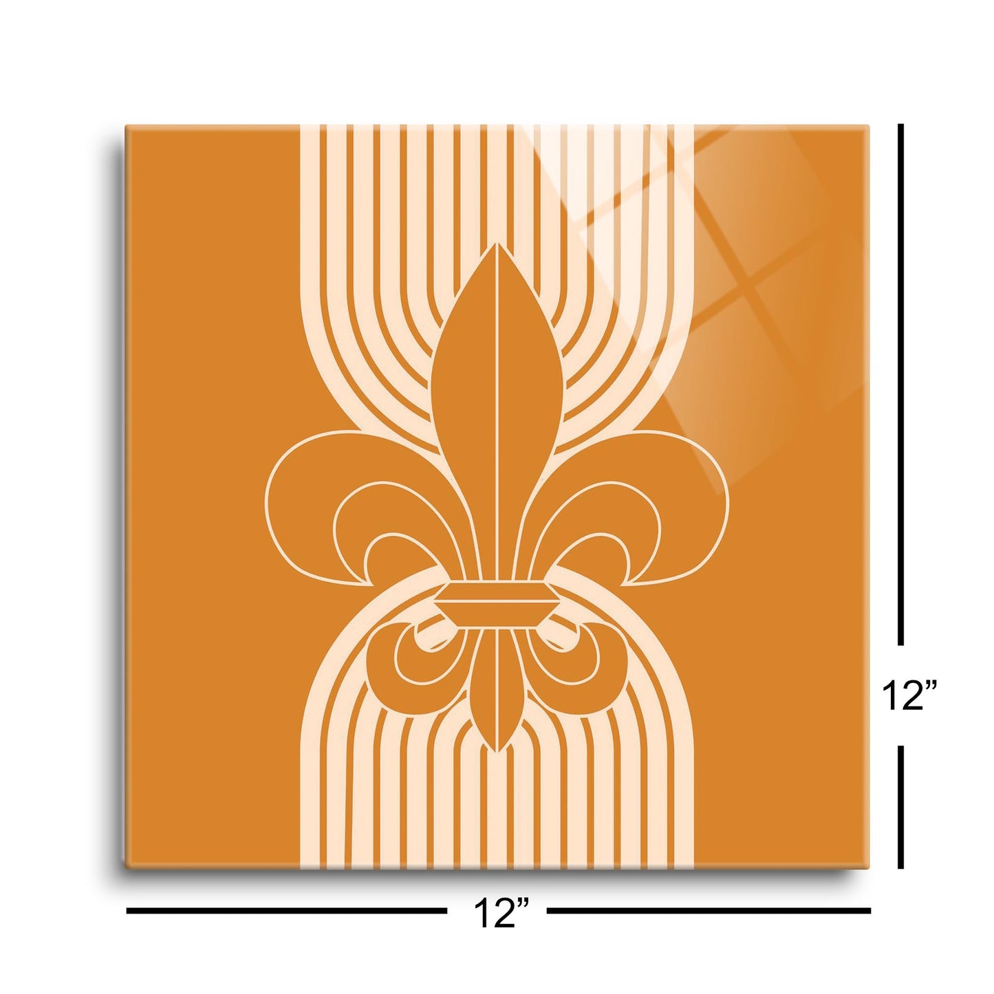Modern Minimalist Louisiana Orange Fleu De Lis | Hi-Def Glass Art | Eaches | Min 1