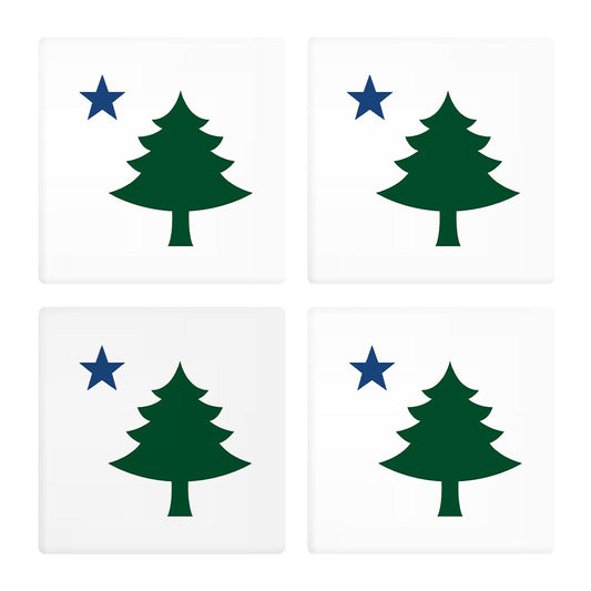 New England Star And Tree | Absorbent Coasters | Set of 4 | Min 2