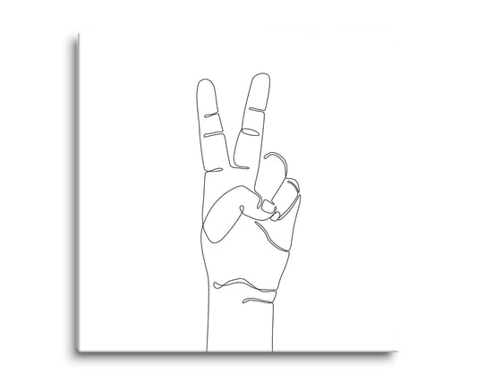 Peace Hand Sign Line Drawing | Hi-Def Glass Art | Eaches | Min 2