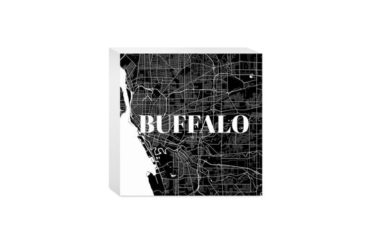 Minimalistic B&W New York Buffalo Map | Wood Block | Eaches | Min 4