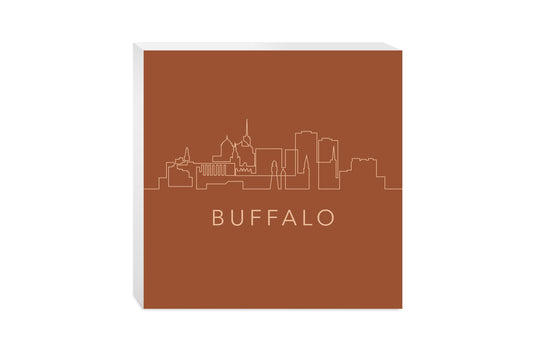 Modern Minimalist New York Buffalo Skyline | Wood Block | Eaches | Min 2