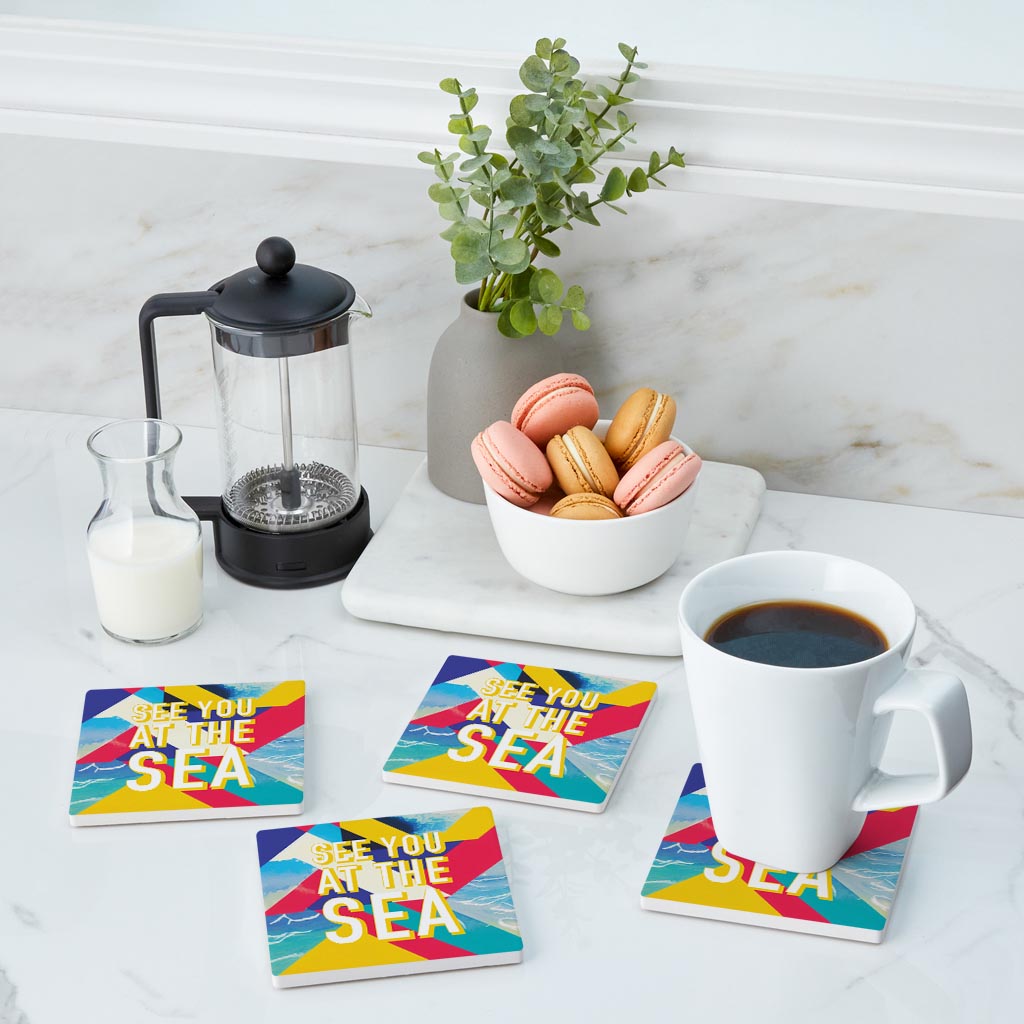 See You At The Sea | Absorbent Coasters | Set of 4 | Min 2