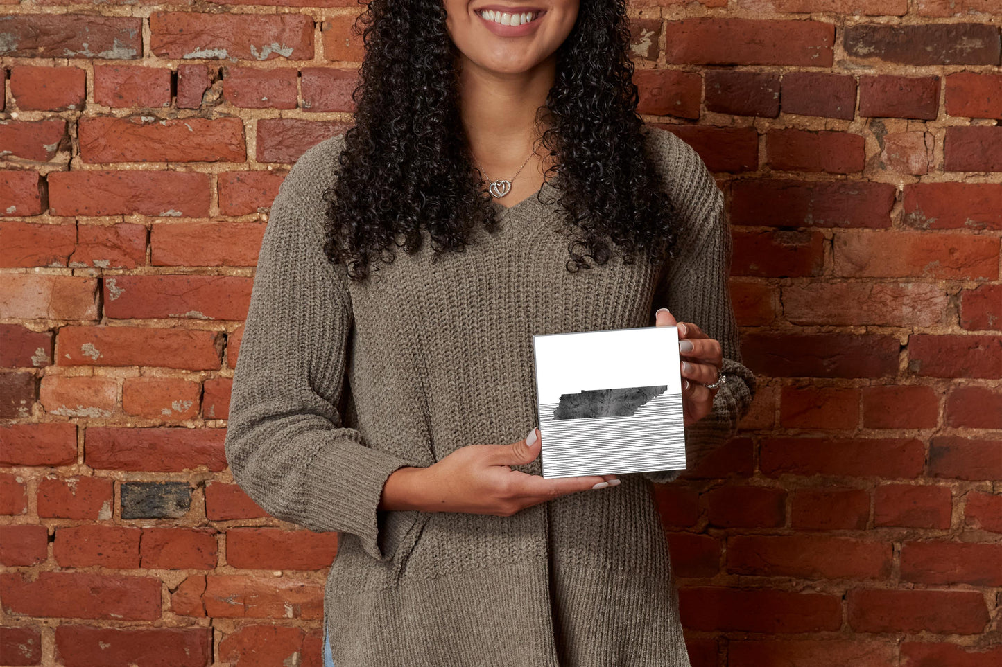 Minimalist B&W Tennessee State With Straight Lines | Wood Block | Eaches | Min 4