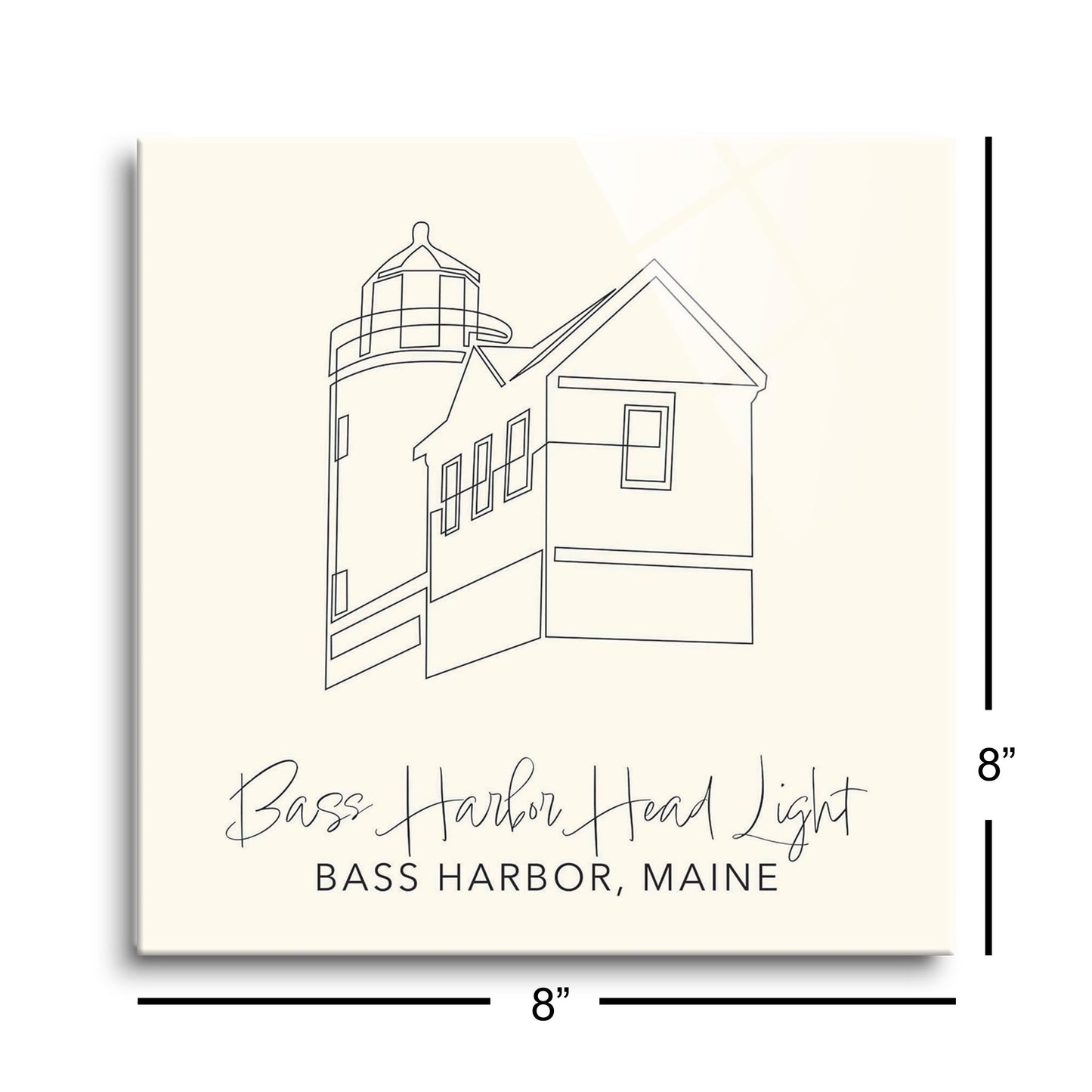 Cream Bass Harbor Head Light | Hi-Def Glass Art | Eaches | Min 2