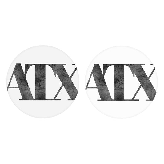 Minimalistic B&W Texas Austin White Initials | Absorbent Car Coasters | Set of 2 | Min 4