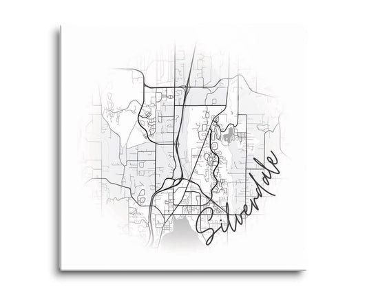 Minimalistic B&W Washington Silverdale Circle Map | Hi-Def Glass Art | Eaches | Min 2