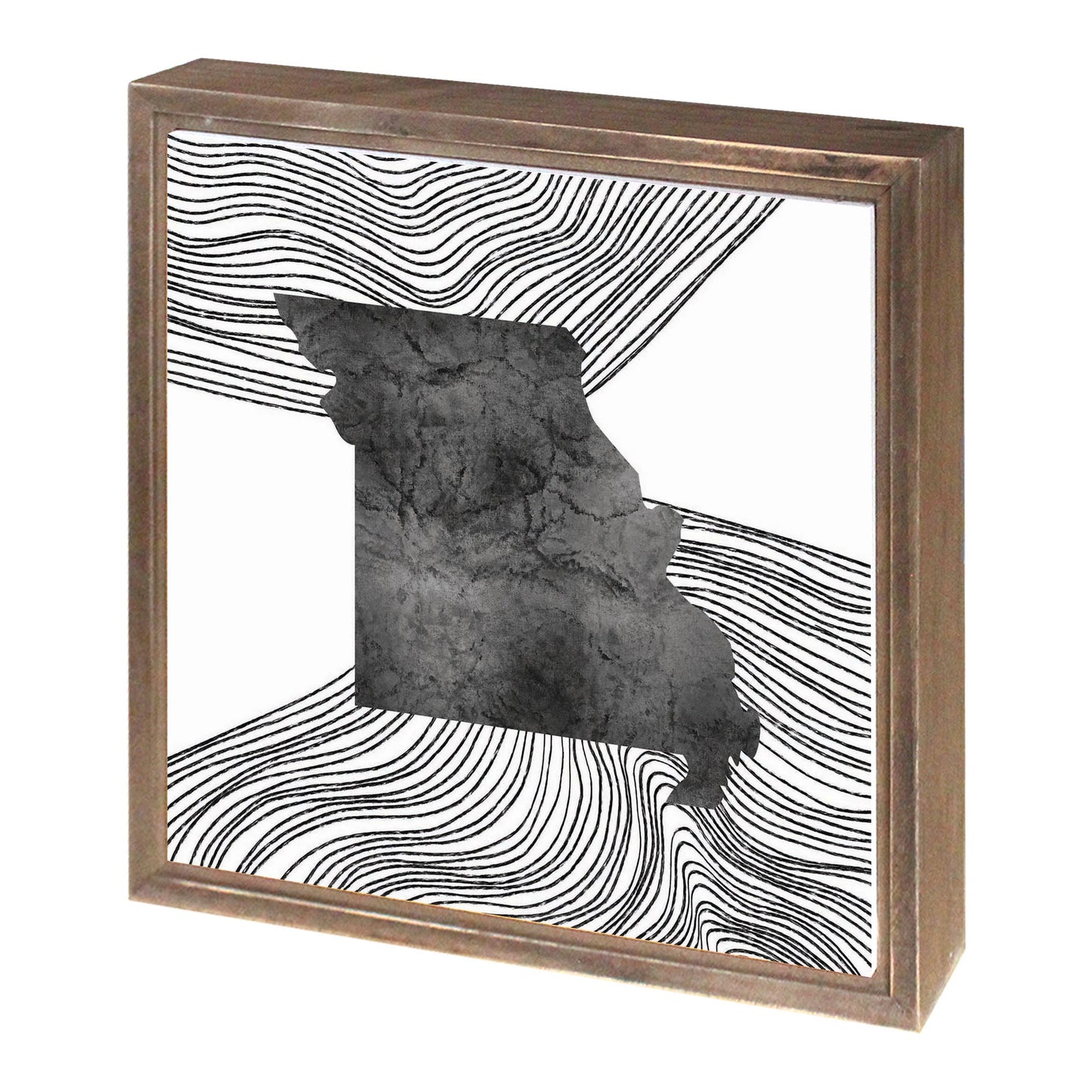 Minimalist B&W Missouri State With Fluid Lines | Wood Sign | Eaches | Min 1