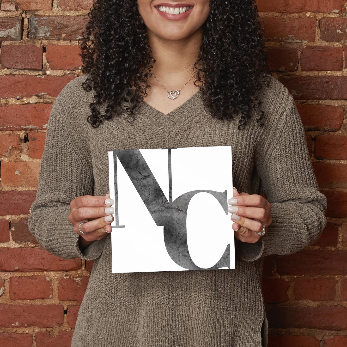 Minimalistic B&W North Carolina White Initials | Hi-Def Glass Art | Eaches | Min 2