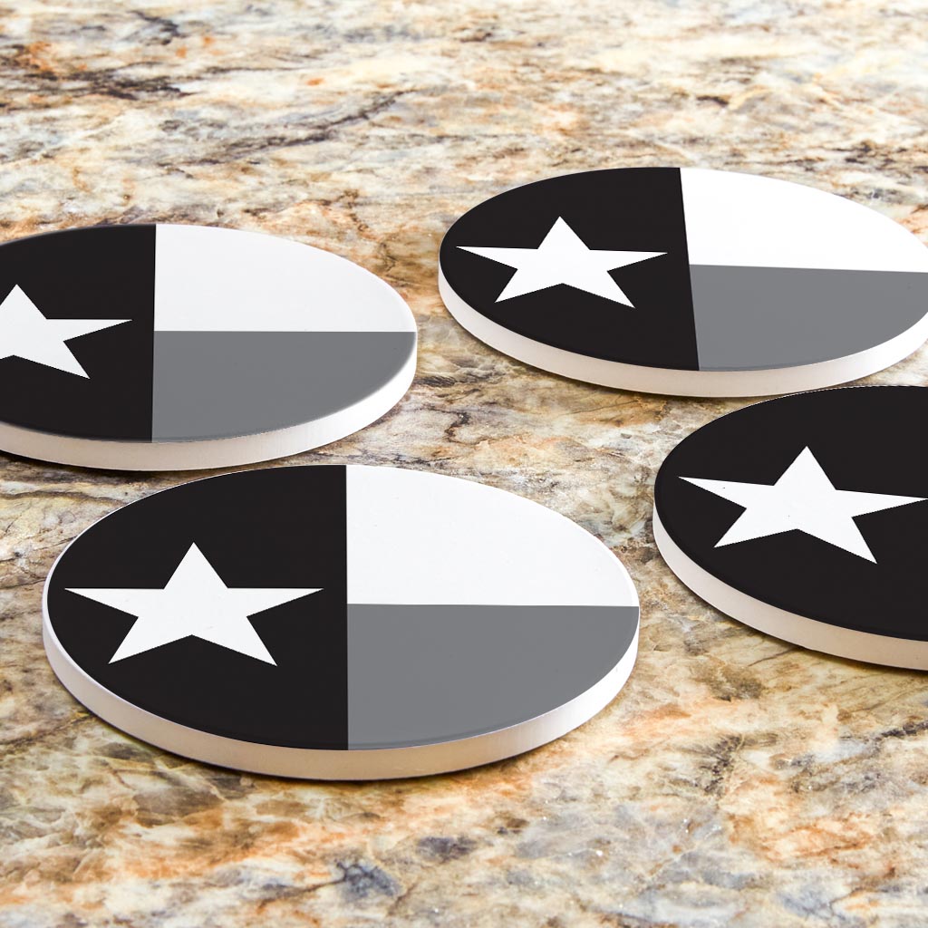 Minimalistic B&W Texas State Flag| Absorbent Coasters | Set of 4 | Min 2